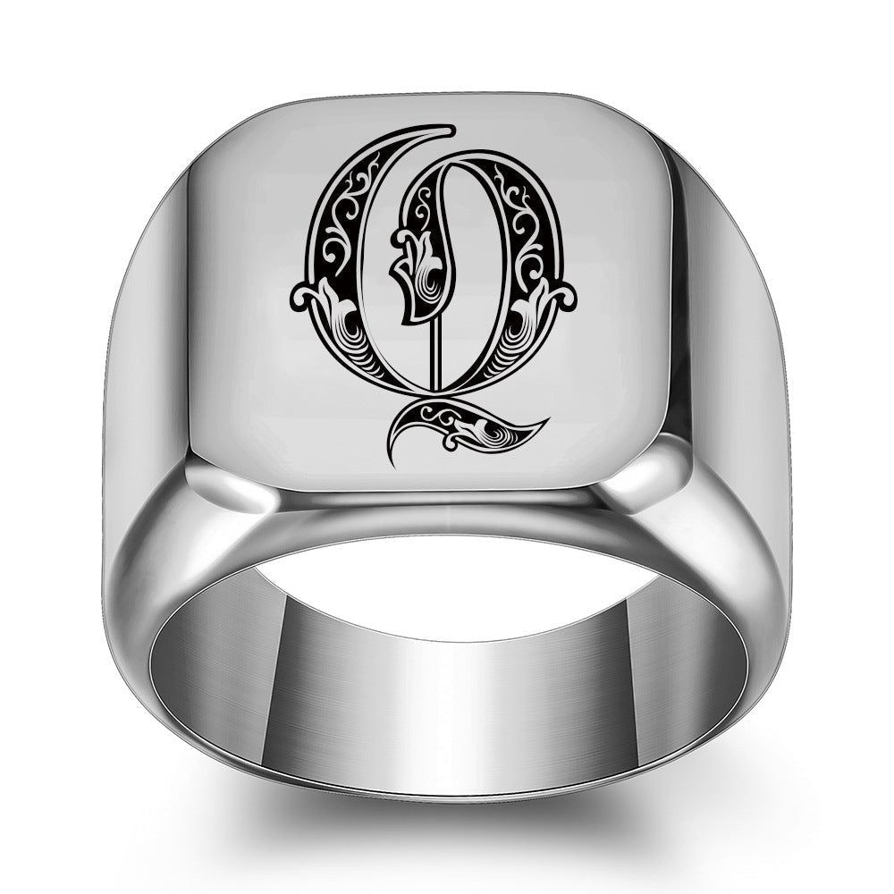 Classic Initial Ring | White Gold