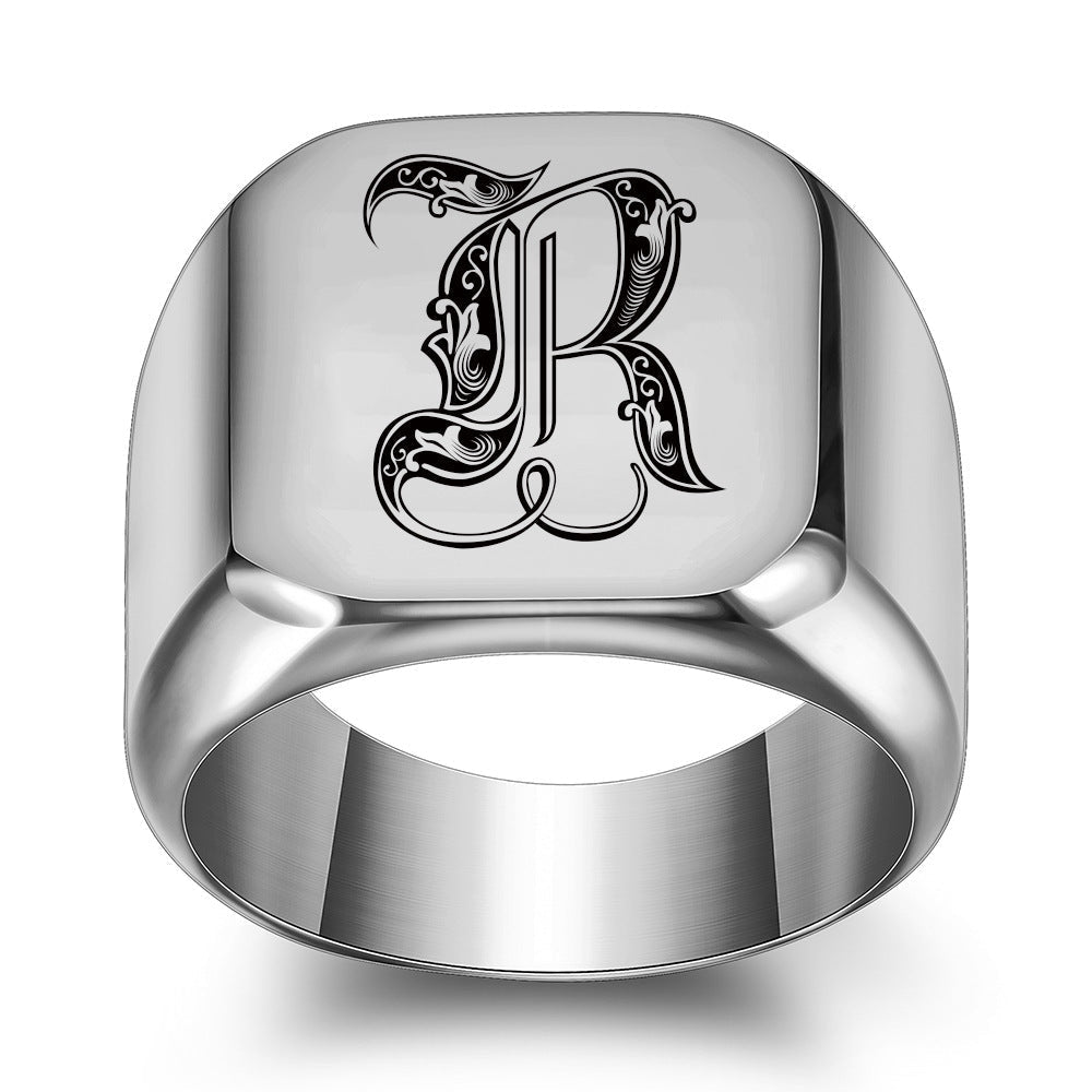Classic Initial Ring | White Gold