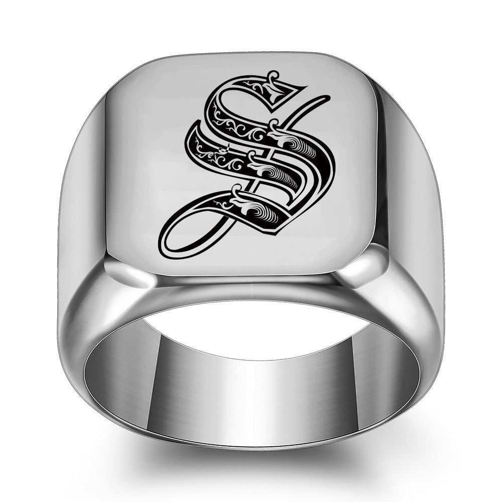 Classic Initial Ring | White Gold