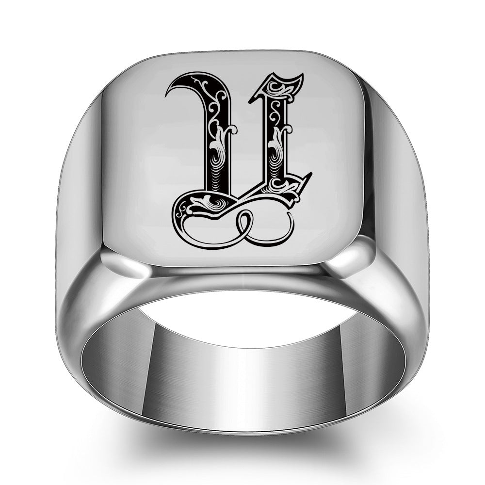 Classic Initial Ring | White Gold