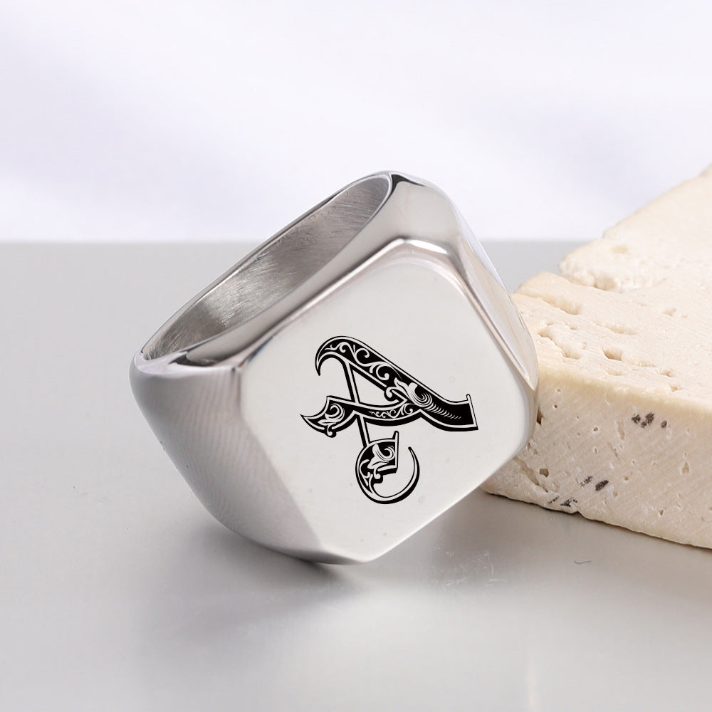 Classic Initial Ring | White Gold