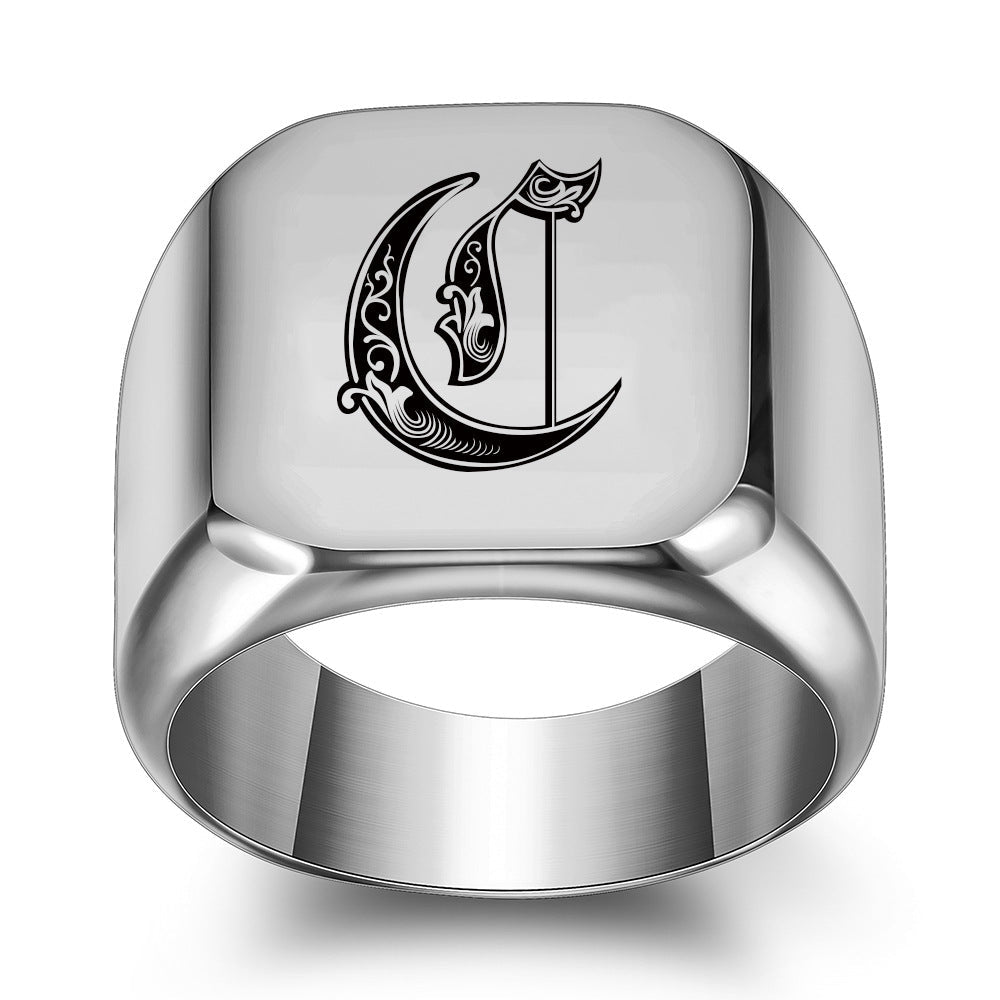Classic Initial Ring | White Gold