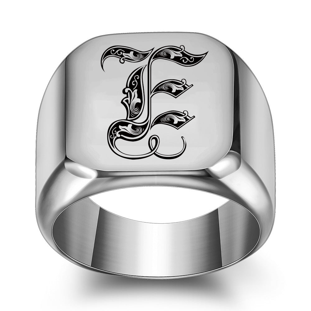 Classic Initial Ring | White Gold