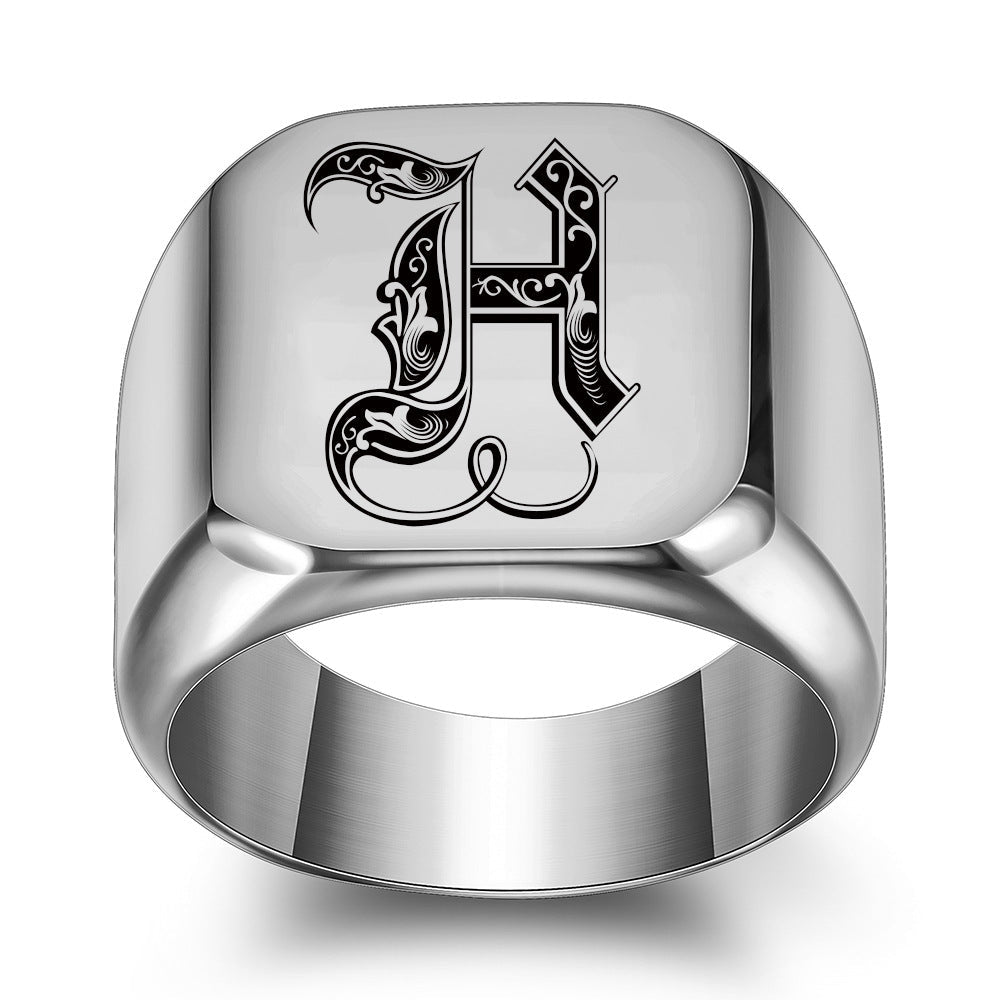Classic Initial Ring | White Gold