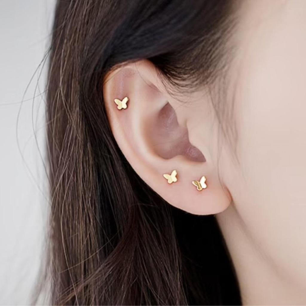 Small Gold Stud Earrings with Bow