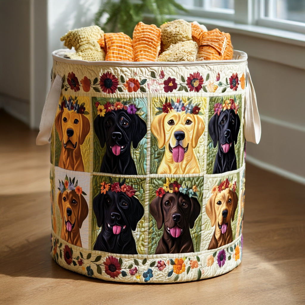 Quilted Laundry Basket with Labrador
