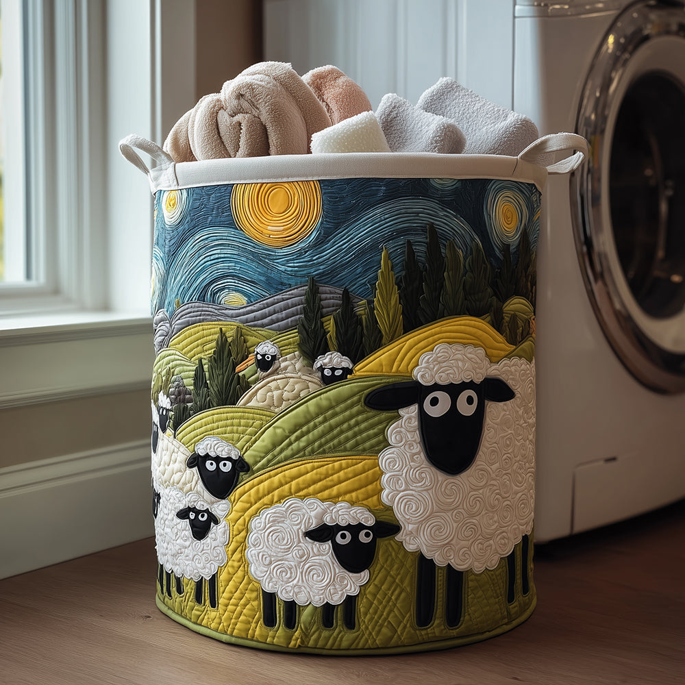Quilted Laundry Basket with Little Sheep