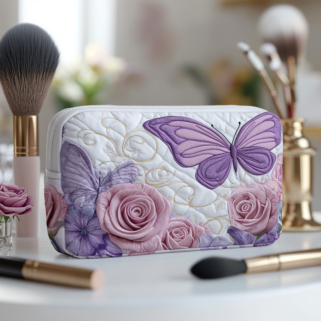 Quilted Makeup Bag with Elegant Lavender