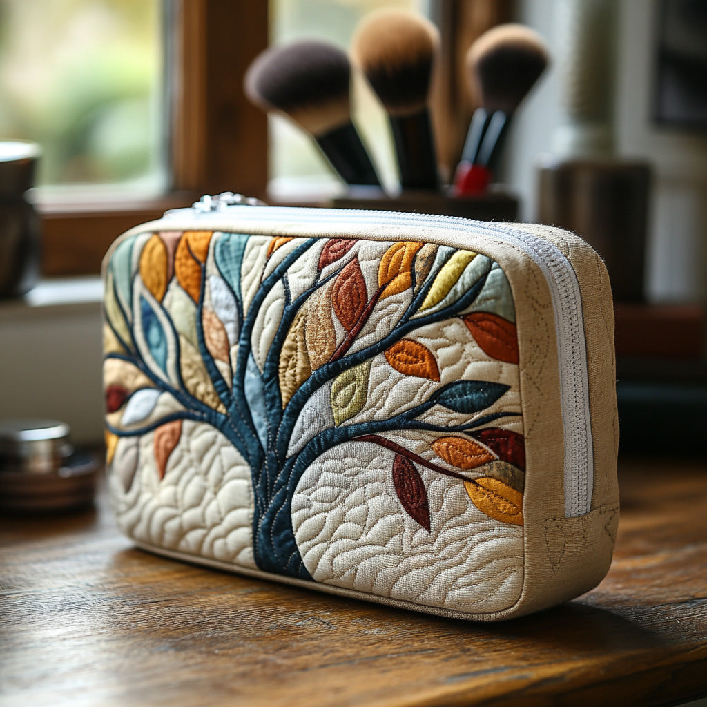 Quilted Makeup Bag with Tree of Life