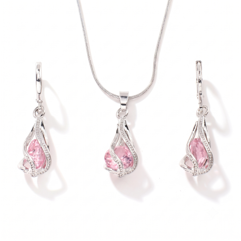 Livia Lumen Jewellery Set with Twist | White Gold