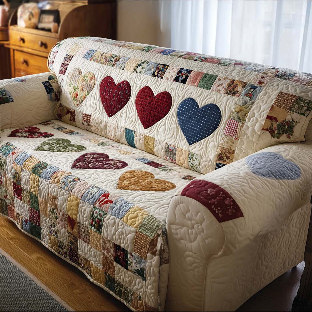 Quilted Sofa Cover – with Decorative Pattern