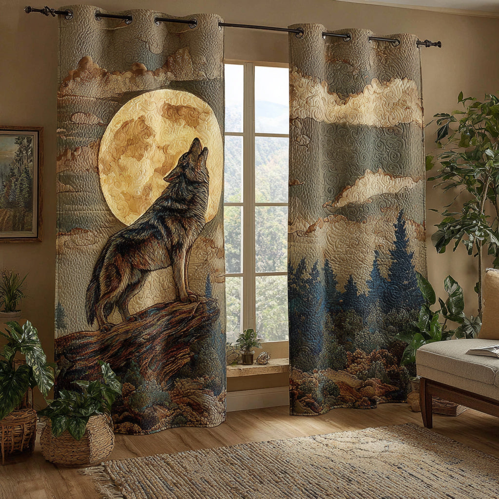 Quilted Curtains – Pleated Curtain Luna Wolf Majesty