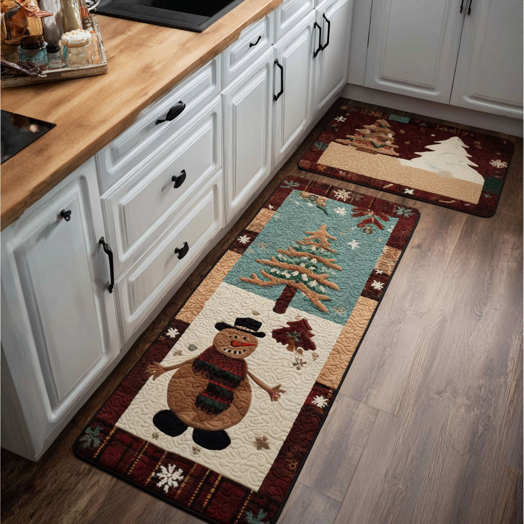 Non-Slip Kitchen Rug – Winter with Snowy Details