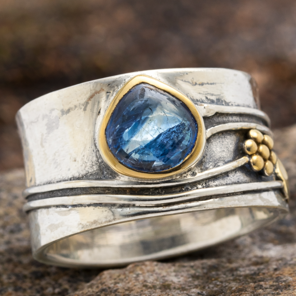 Meditation Ring with Blue Stone