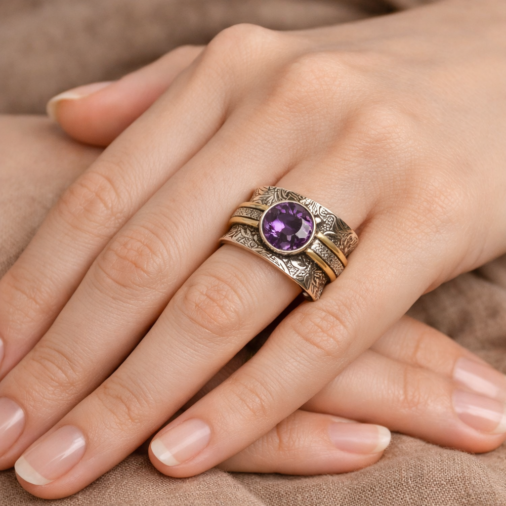 Meditation Ring with Bohemian Crystal