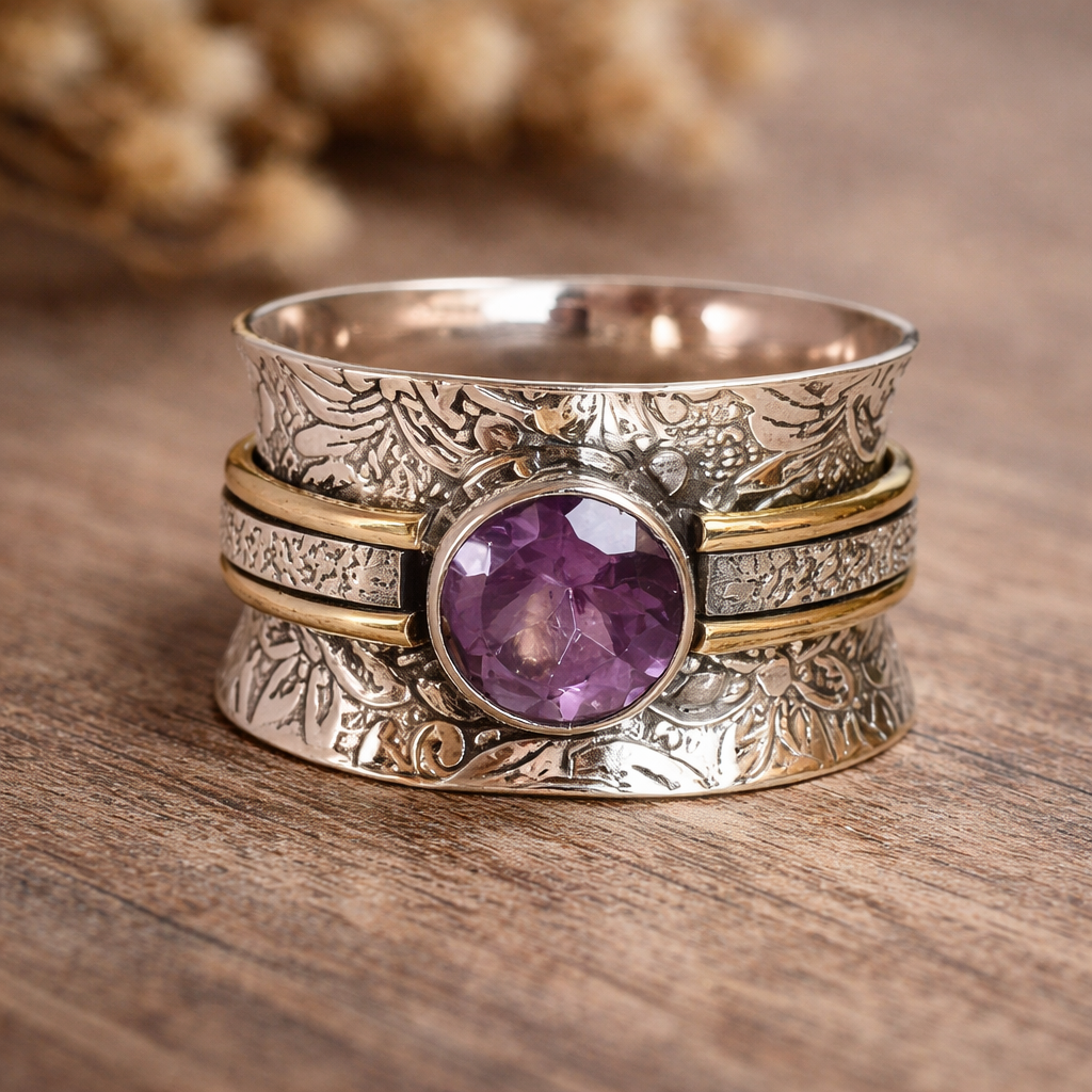 Meditation Ring with Bohemian Crystal