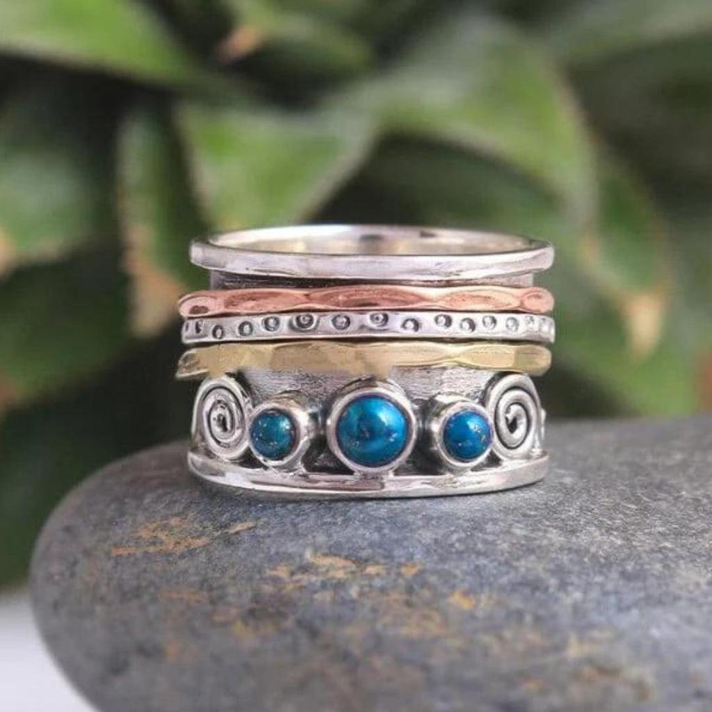 Boho Meditation Ring with Sapphire