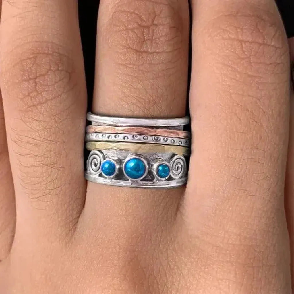 Boho Meditation Ring with Sapphire