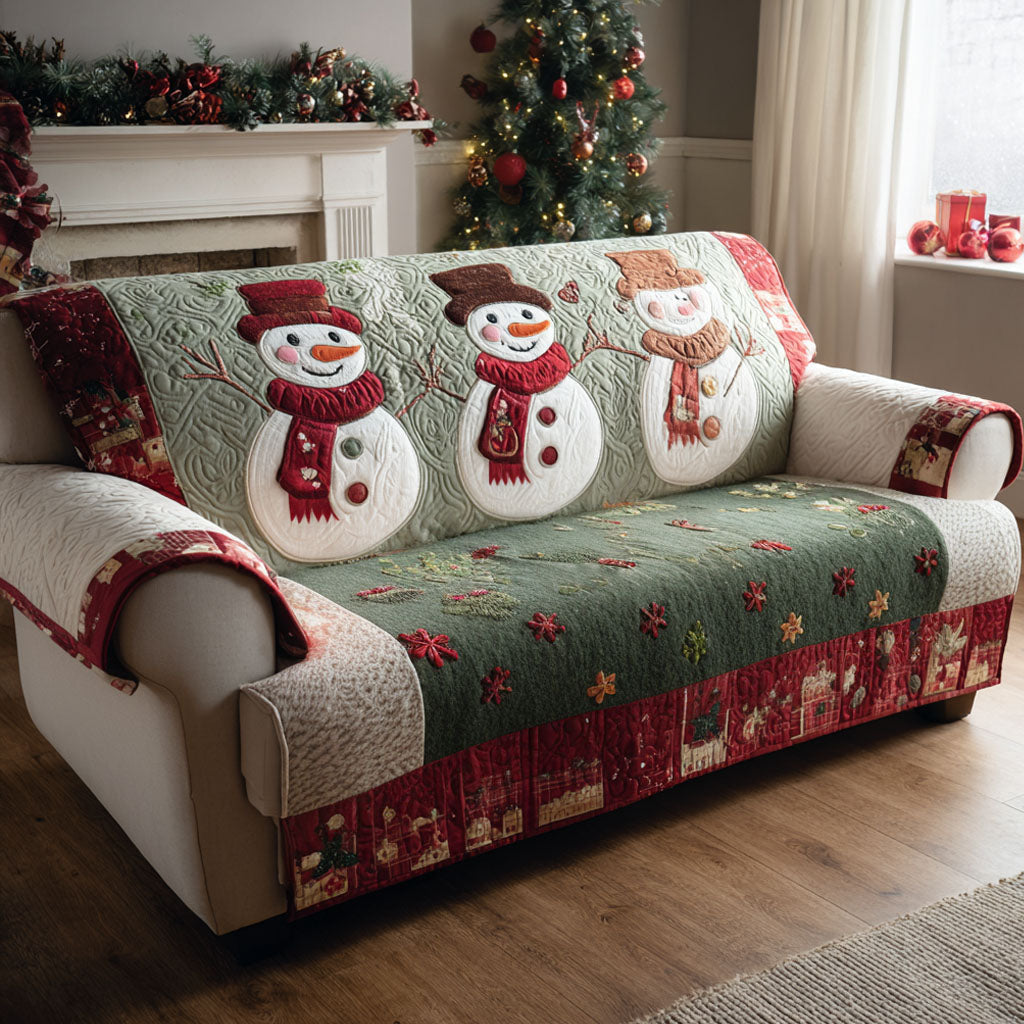 Quilted Sofa Cover with Christmas Frost