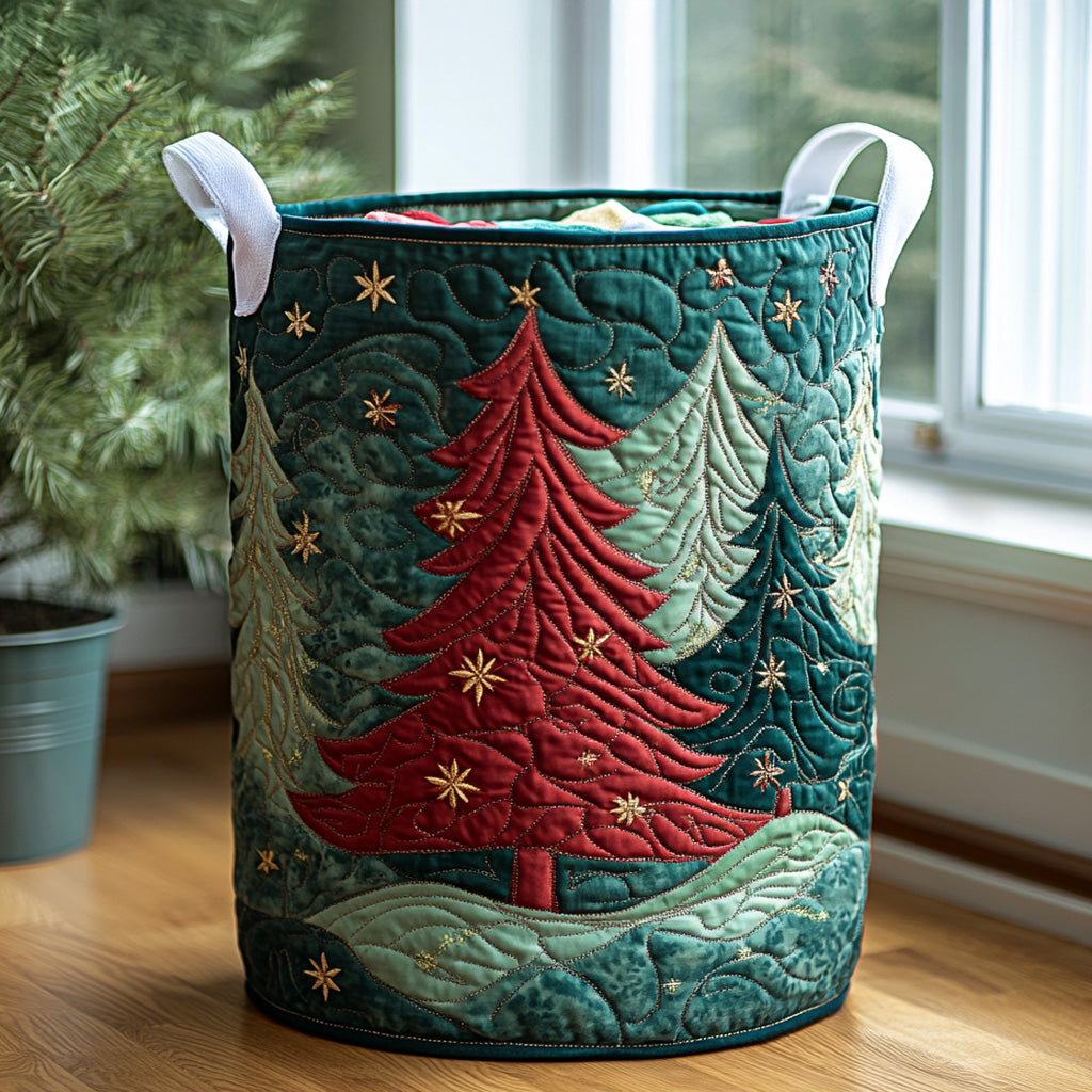 Quilted Laundry Basket with Christmas Pattern