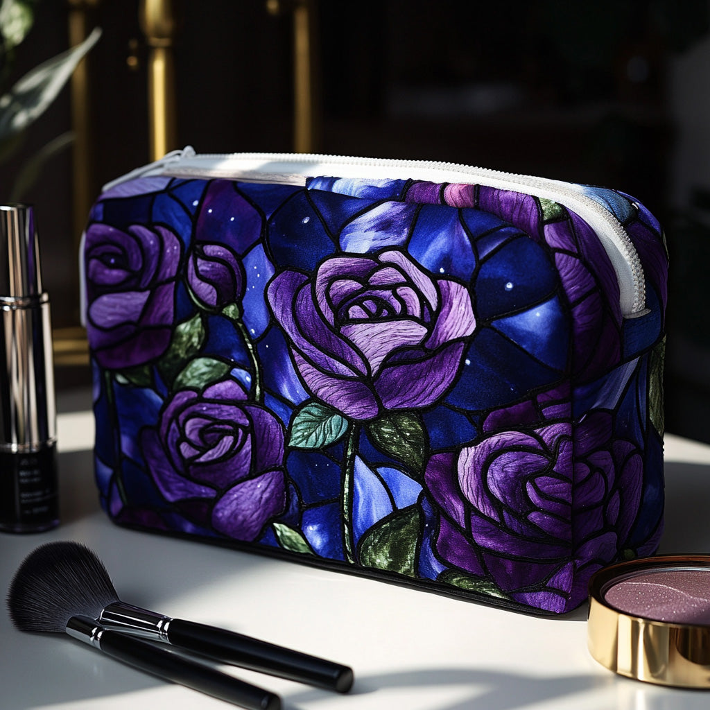 Quilted Makeup Bag with Night Rose