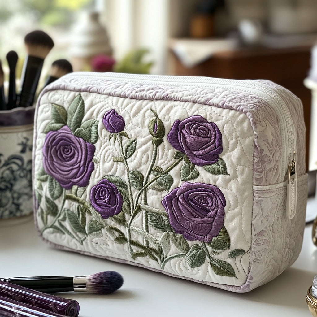Quilted Makeup Bag with Moonlight Flower