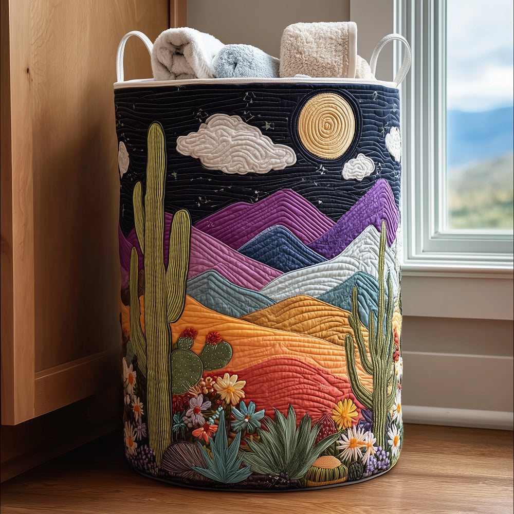Quilted Laundry Basket with Nighttime Design
