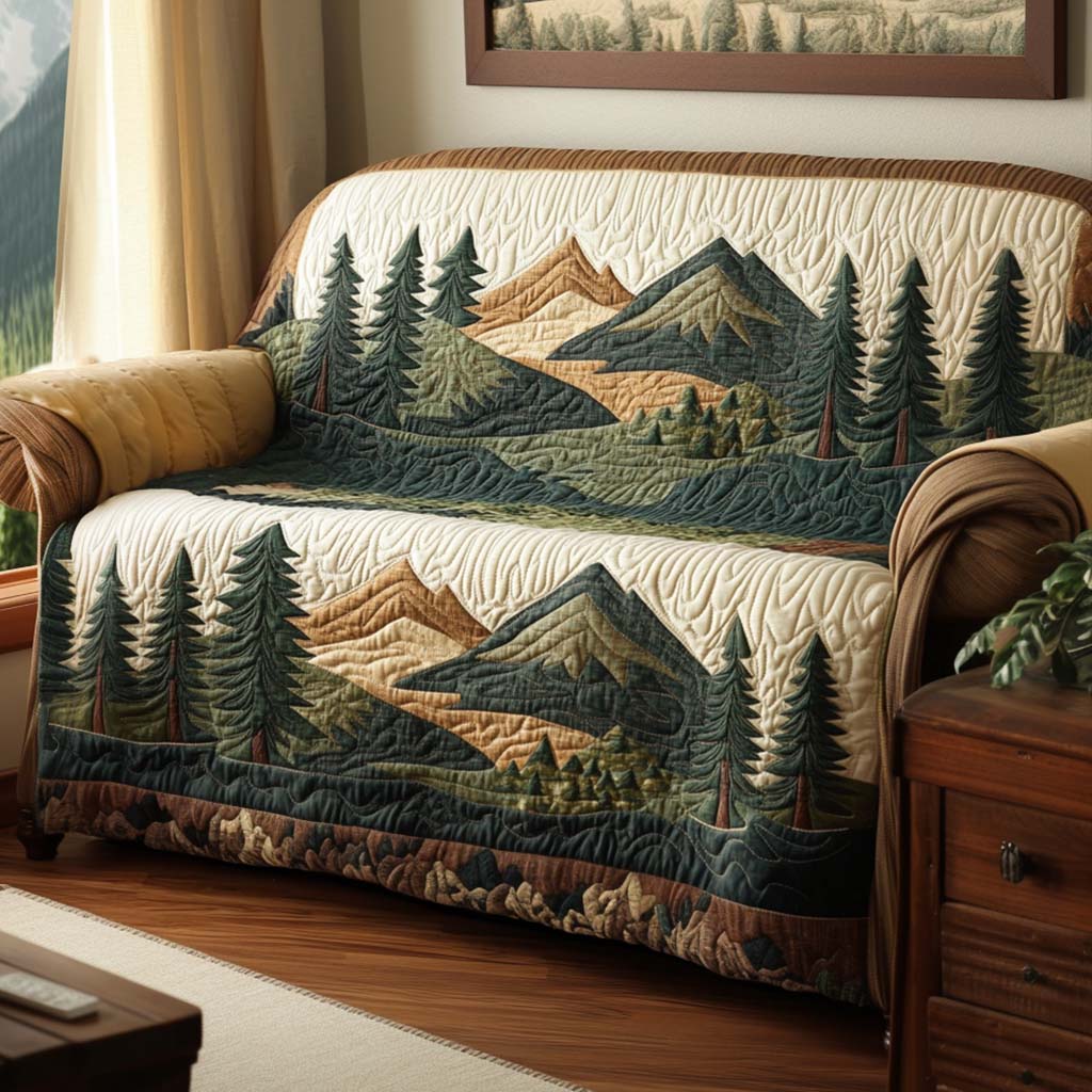 Quilted Sofa Cover – with Mountain Landscape