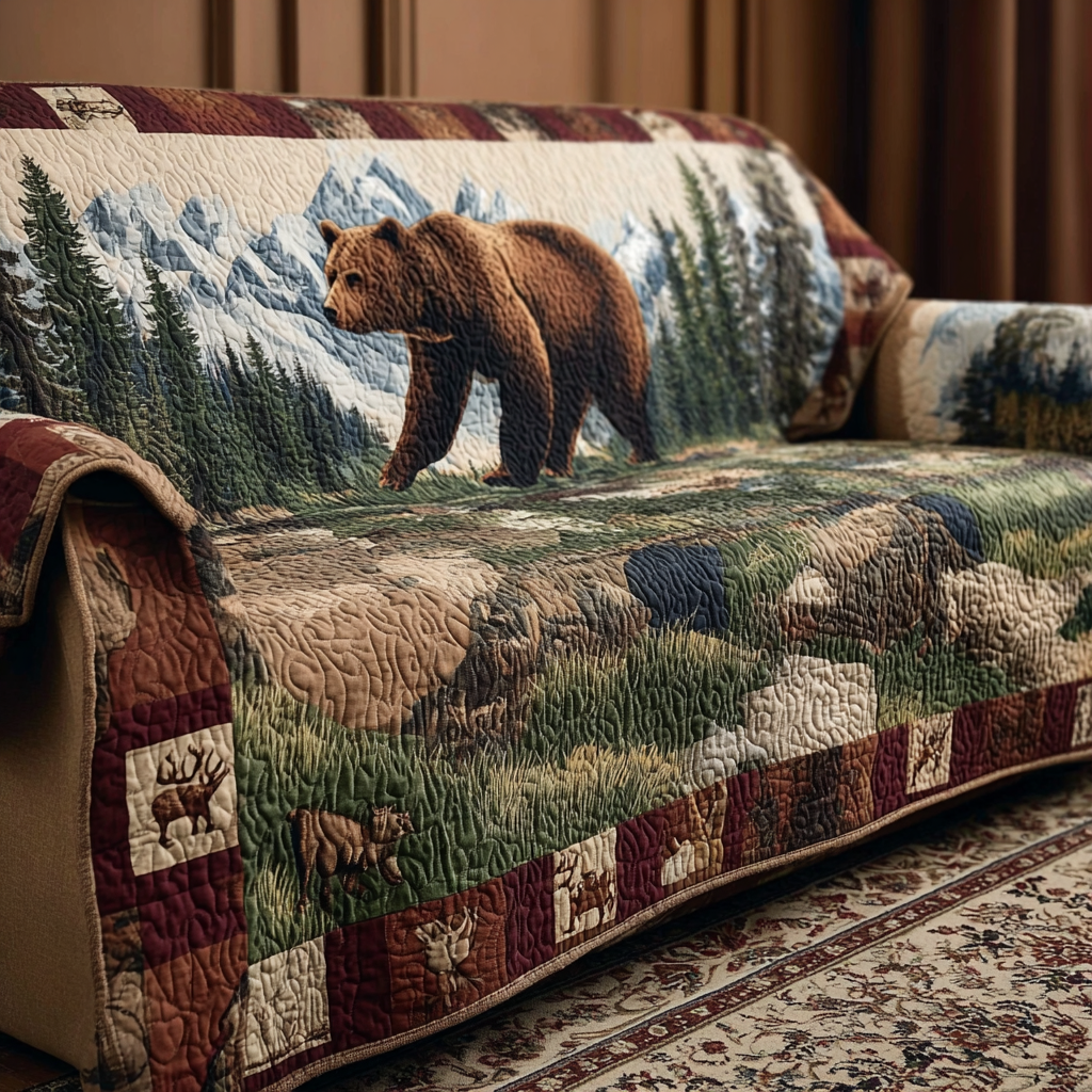 Quilted Sofa Cover – Padded Sofa Cover with Bear