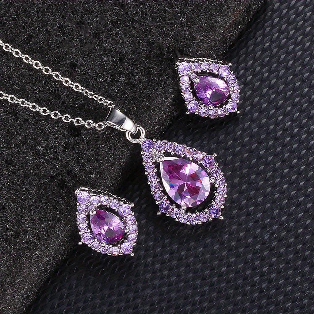 Nadine Set: Necklace and Earrings with Amethyst