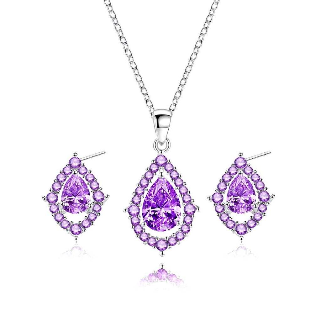 Nadine Set: Necklace and Earrings with Amethyst