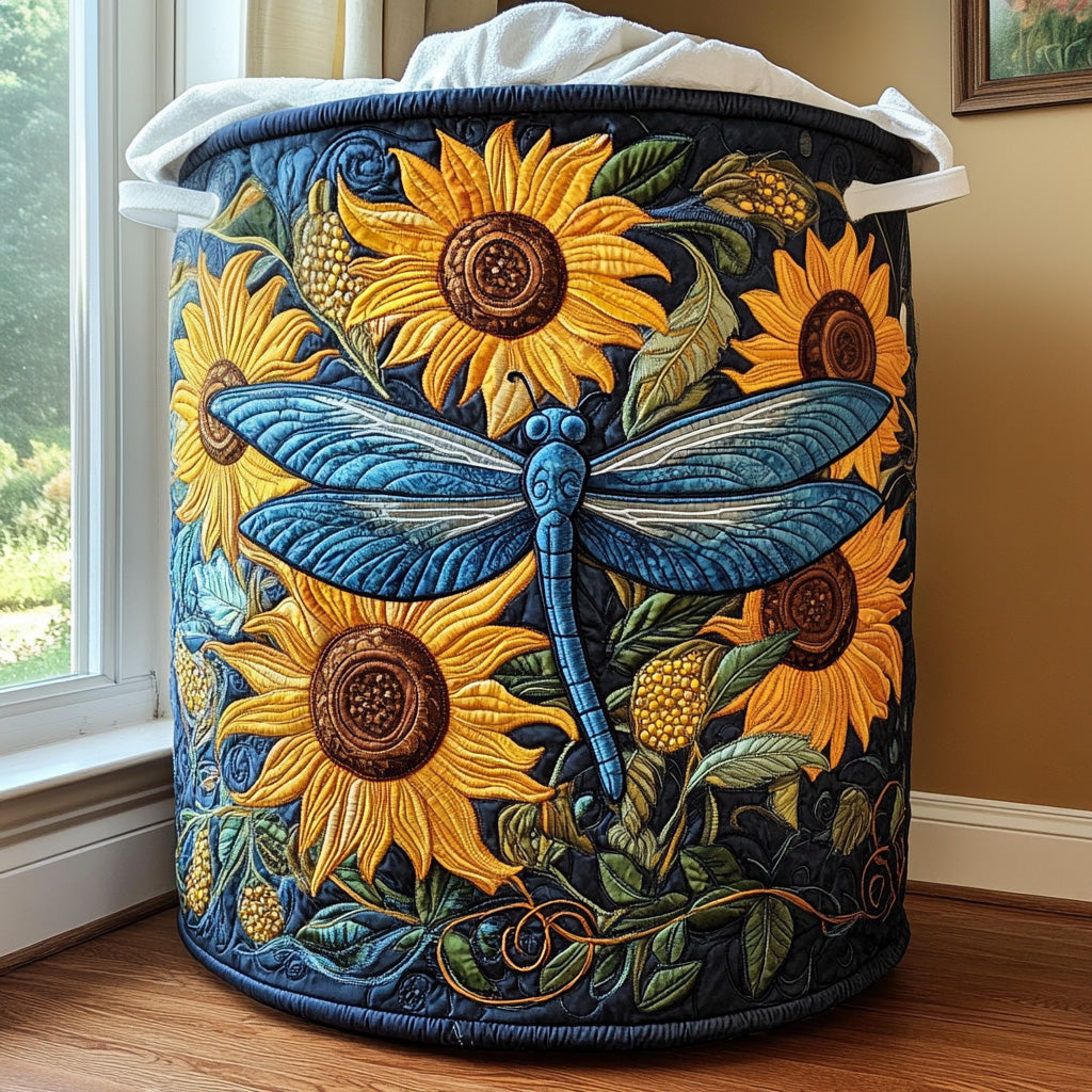 Quilted Laundry Basket with Dragonfly