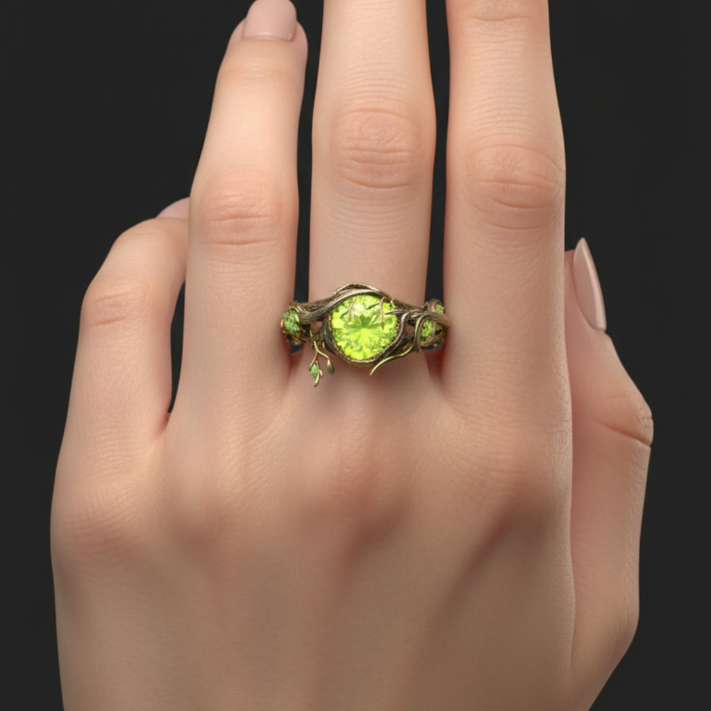Nature Ring with Green Opal