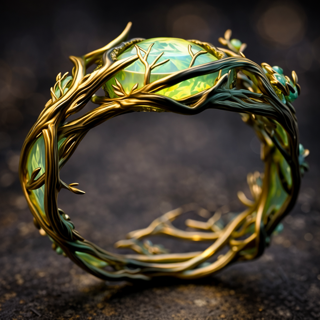 Nature Ring with Green Opal