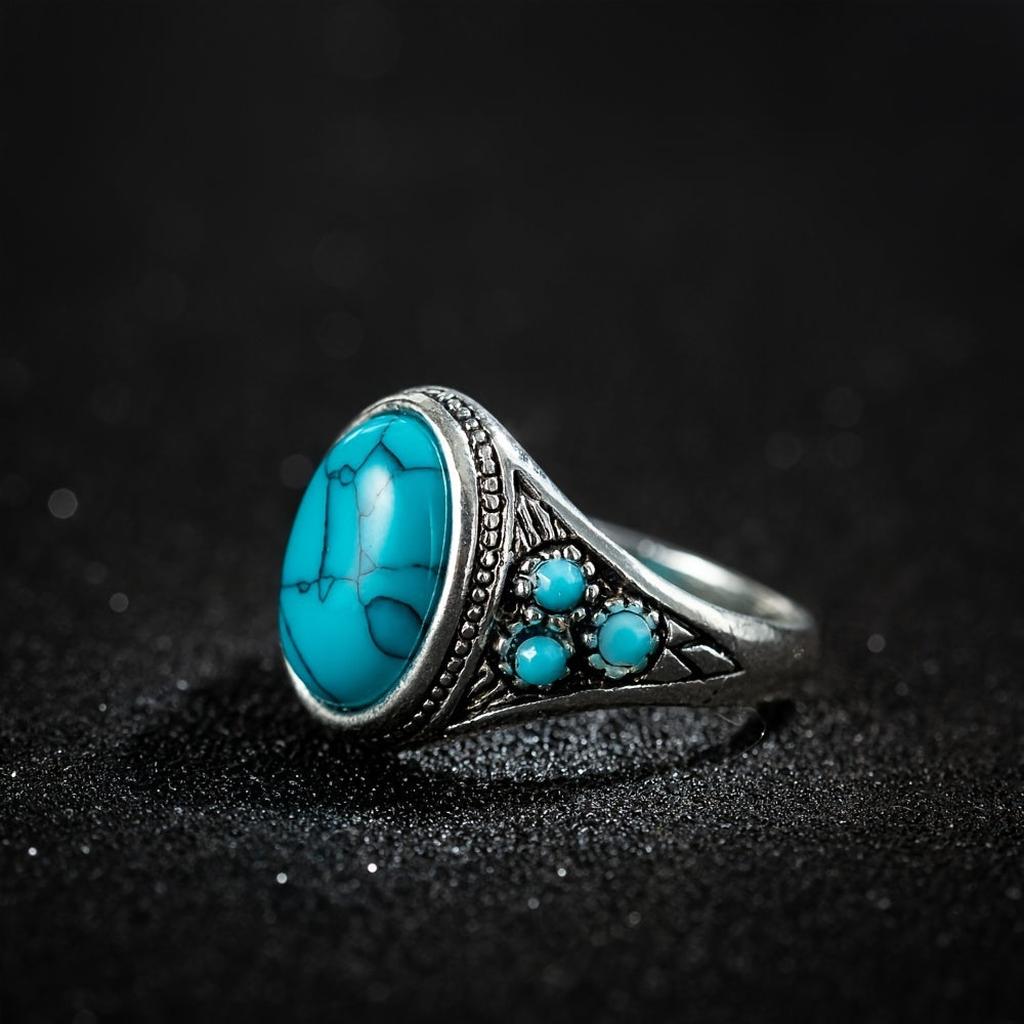 Ring “Nomad” with Blue Stone | White Gold