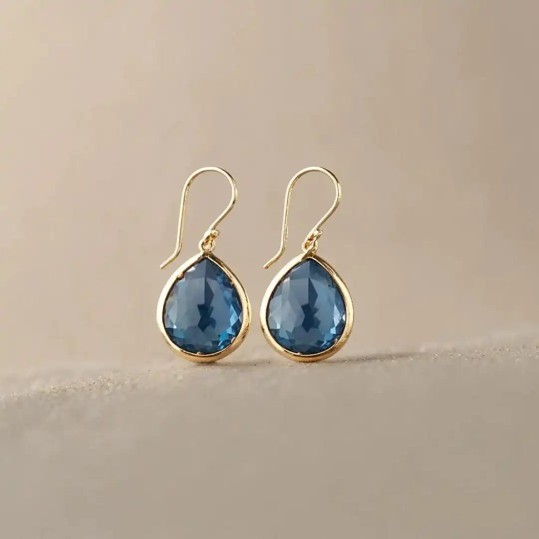 Drop Earrings with Blue Crystal