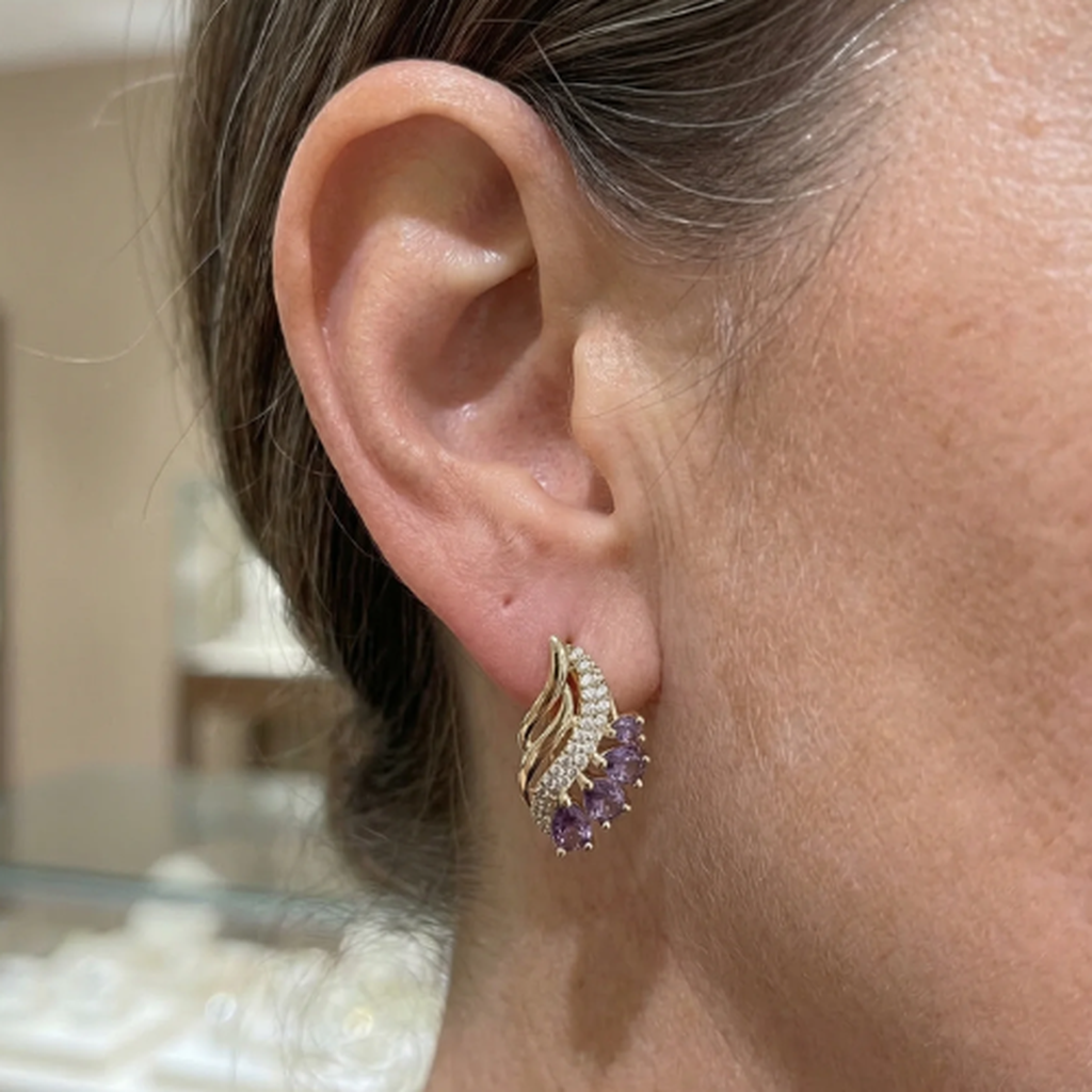 Nyvella Violet Feather Earrings | Rose Gold