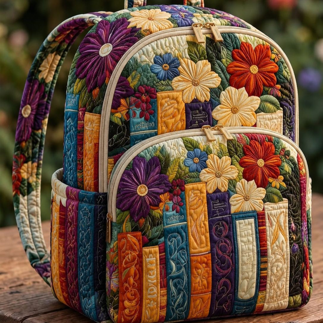 Quilted Backpack – Books and Daisies