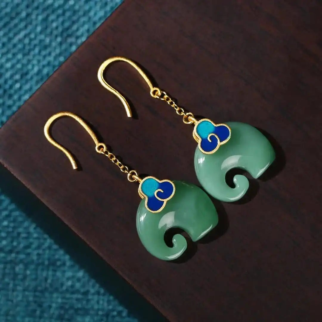 Elephant Earrings in Green