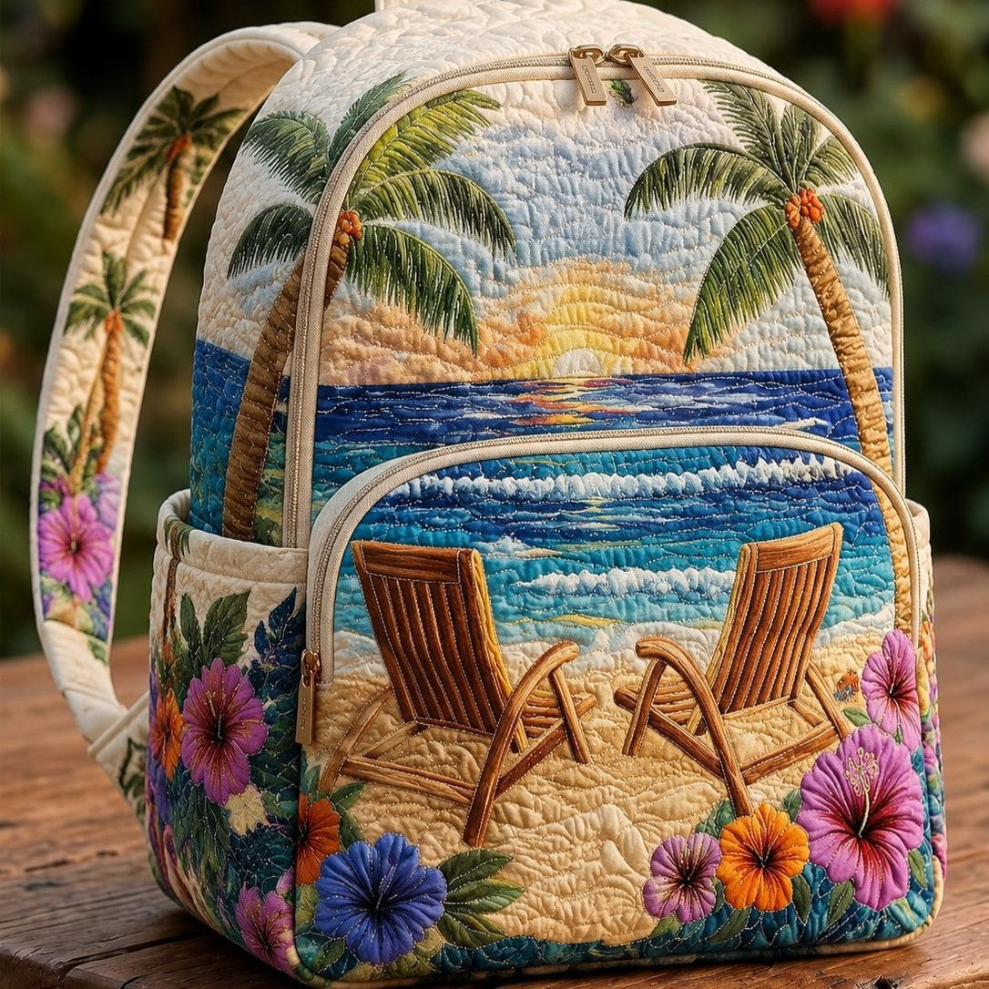 Quilted Backpack – Sunset on the Beach