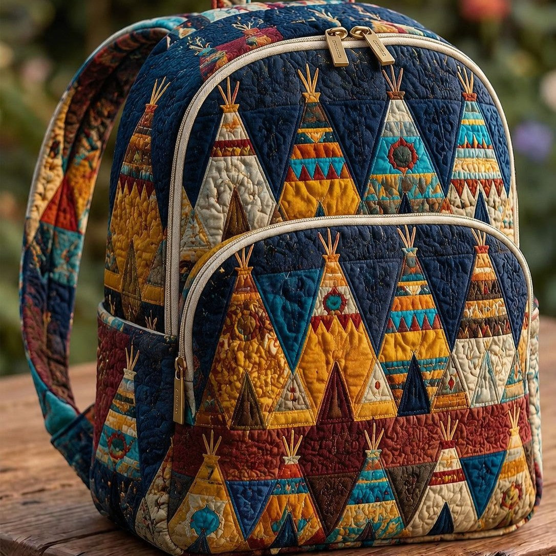 Quilted Backpack – Tents Fabric Print