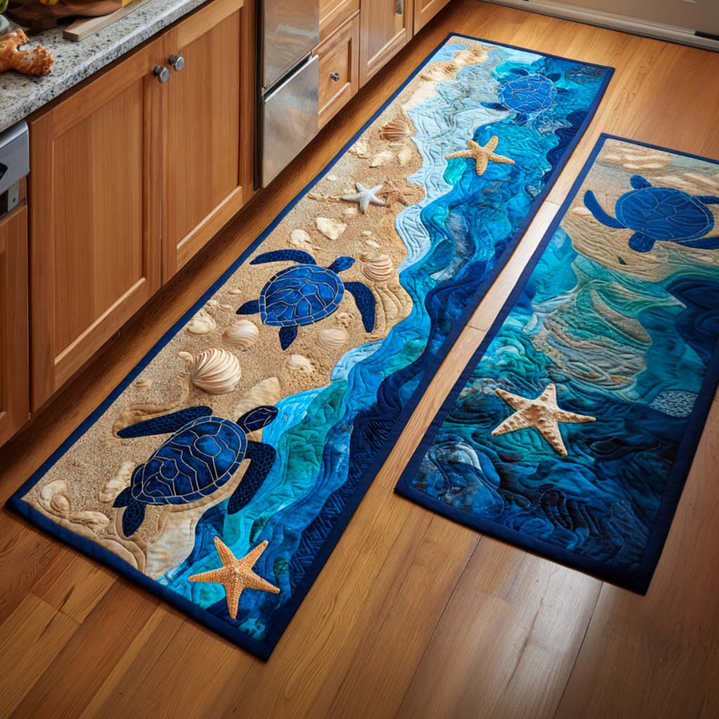 Non-Slip Kitchen Rug with Elegant Ocean Atmosphere