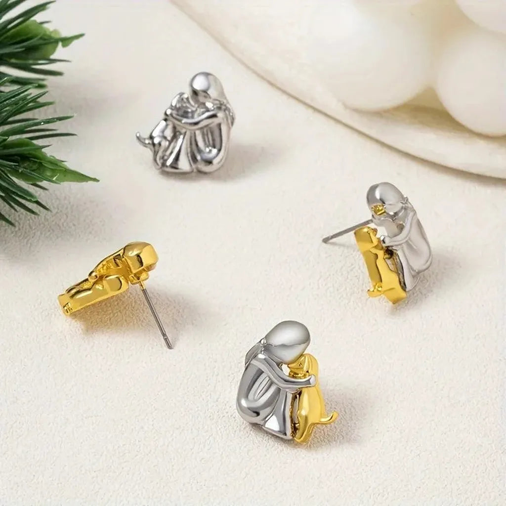 Two-Tone Earrings in White Gold and Gold
