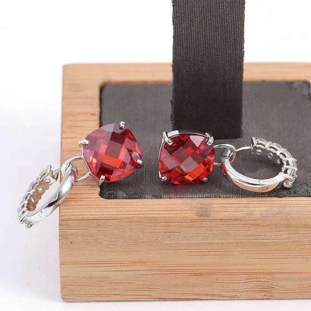 Earrings with Ruby and Zirconia