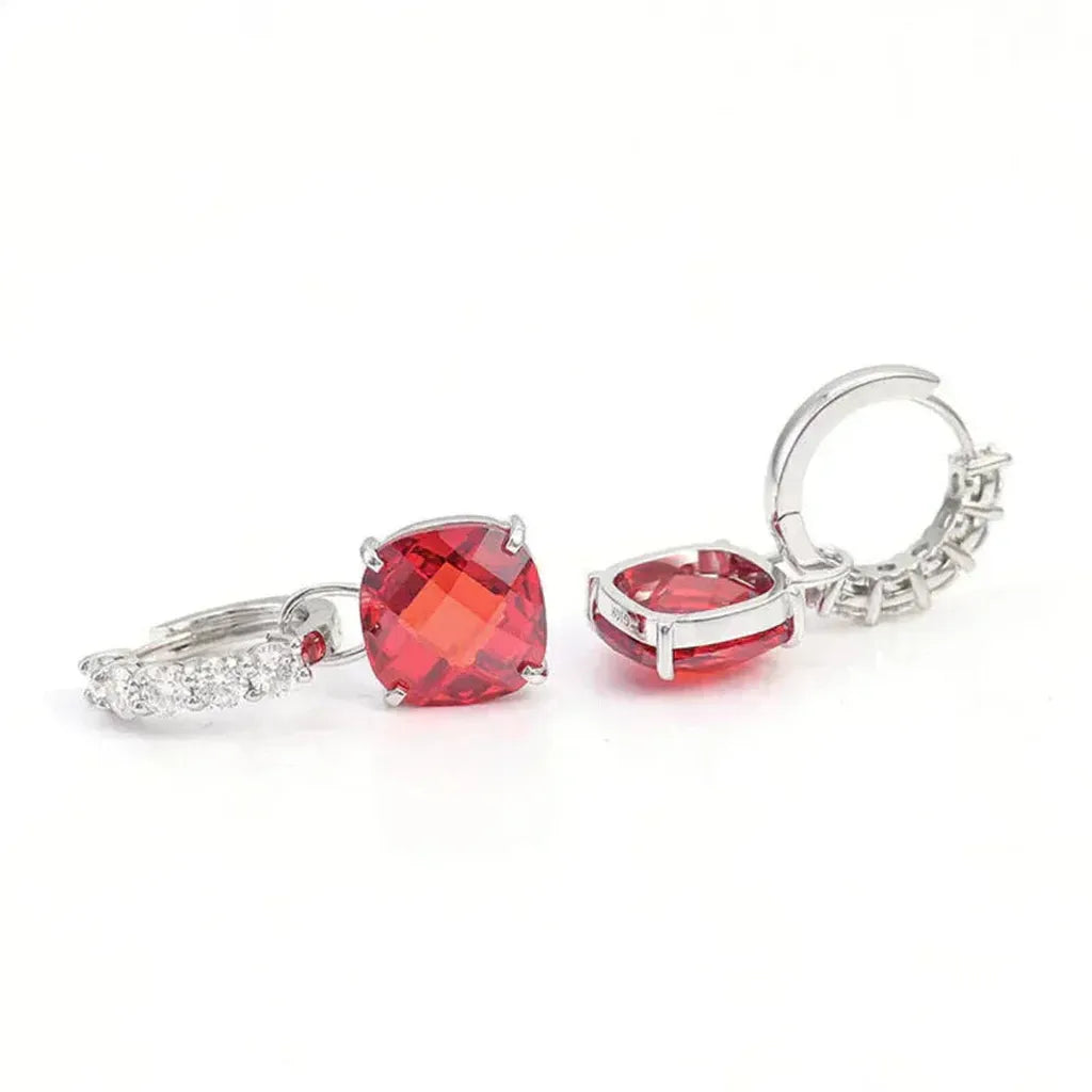 Earrings with Ruby and Zirconia