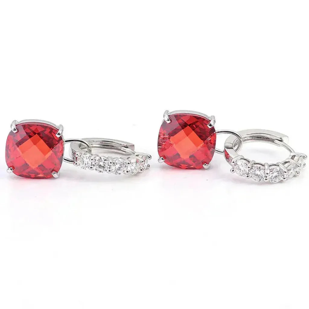 Earrings with Ruby and Zirconia