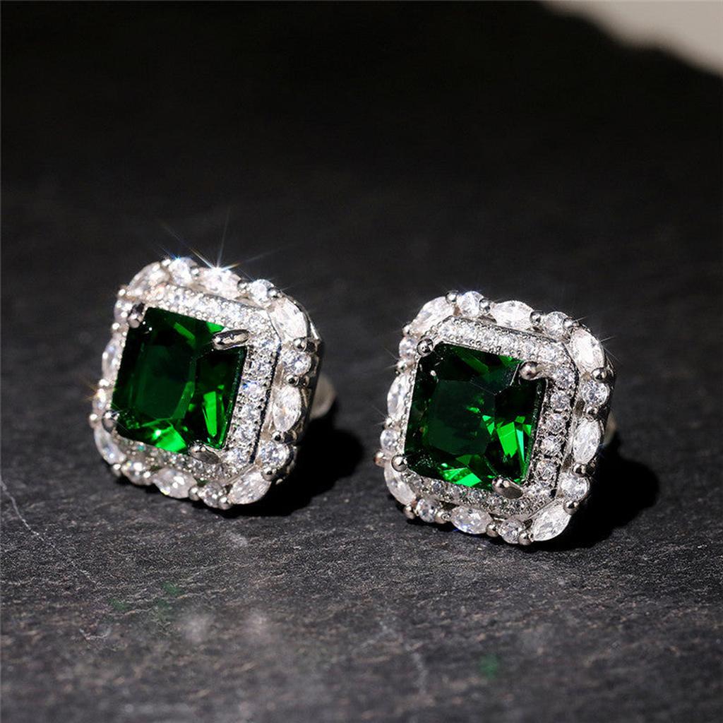 Earrings with Emerald and Crystal Trim