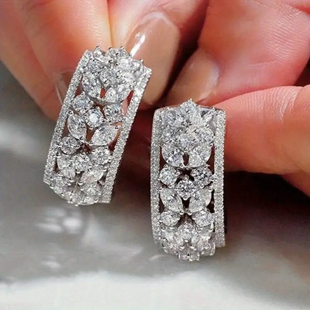 Earrings with White Gold Shine