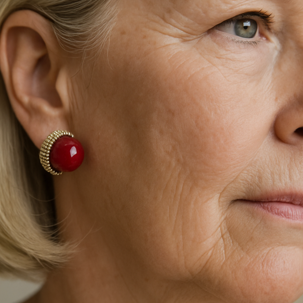Earrings with Red Pearls