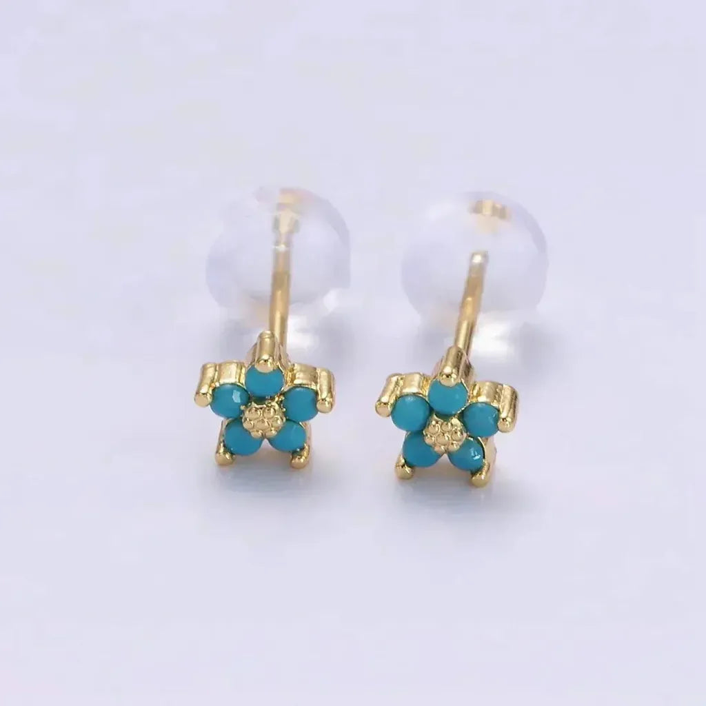 Stud Earrings with Delicate Flower Motif